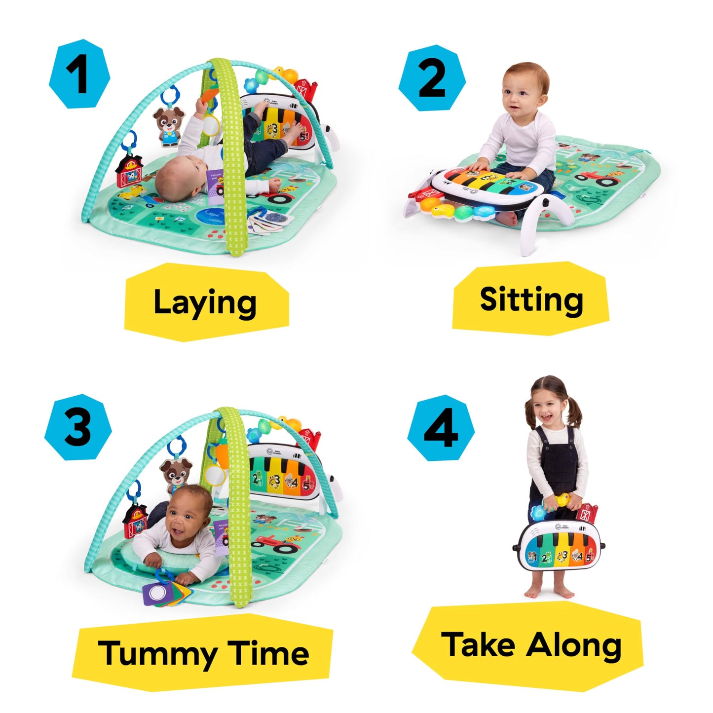 Baby Einstein, 4 in 1 Kickin' Tunes Spieldecke mit 70+ Geräuschen, 25+ Minuten Musik 