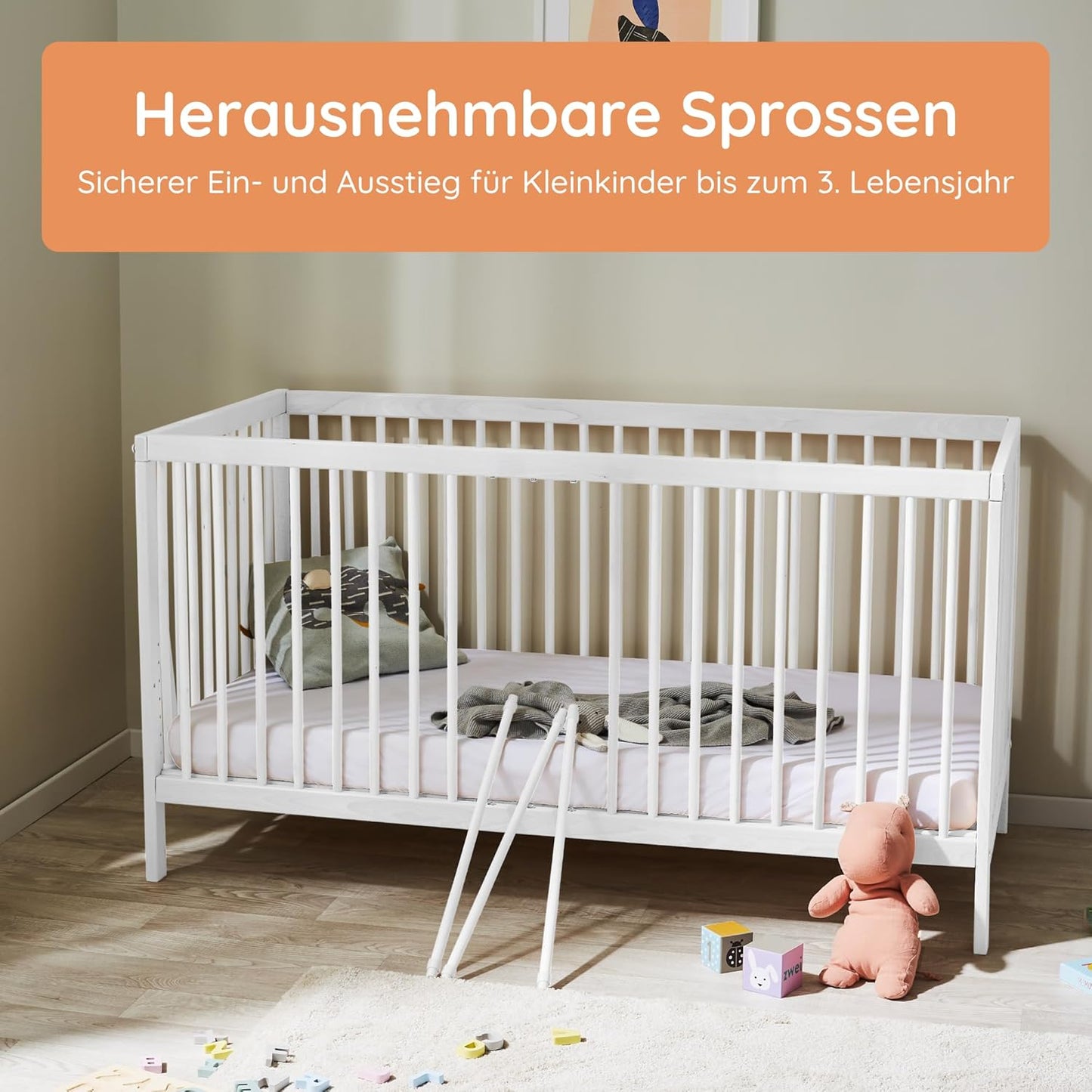 Kids Collective Babybett 60x120 | 70x140 cm, höhenverstellbar 