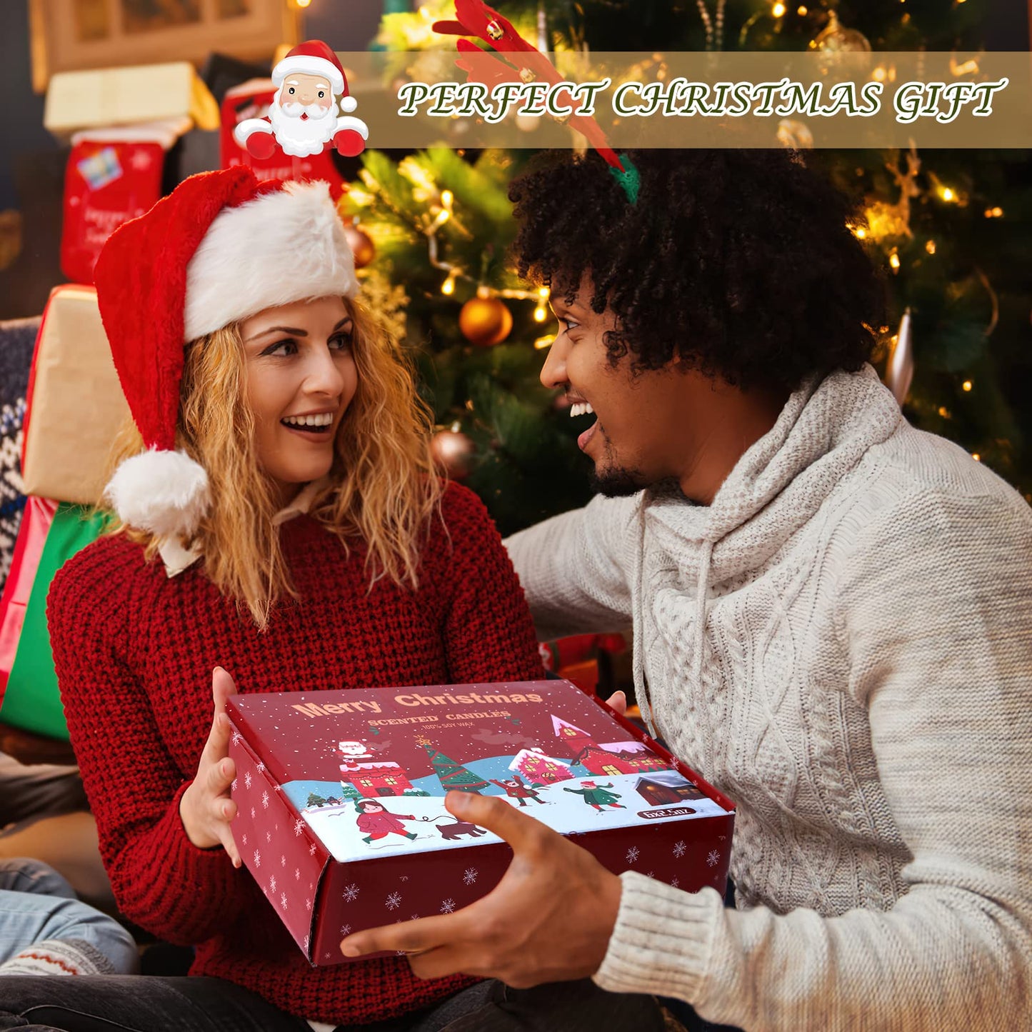 12er-Pack Duftkerzen für Weihnachten, 100 % natürliche Sojakerzen, Aromatherapie-Geschenkidee 