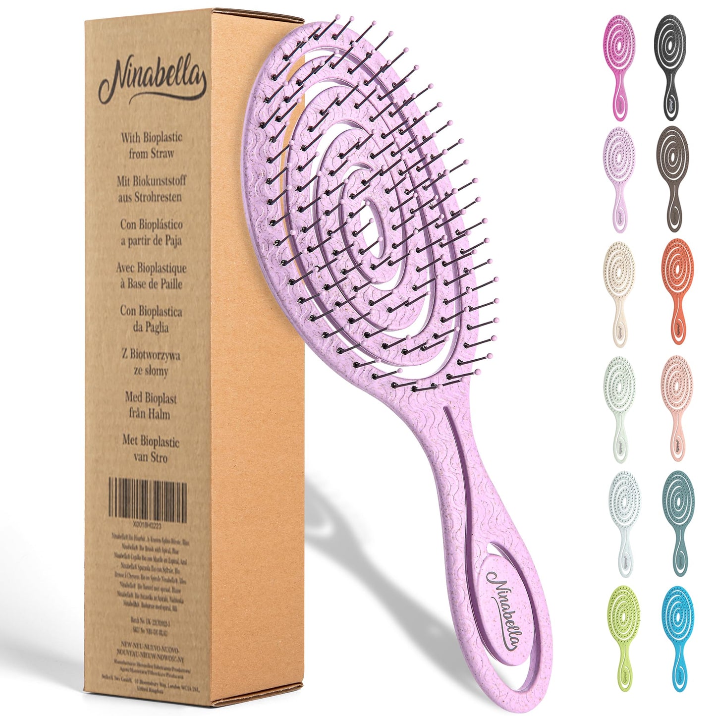 Ninabella Mini Haarbürste ohne Ziepen - Bürste für Reisen - Entwirrbürste für trockenes und nasses Haar - Detangler Bürste