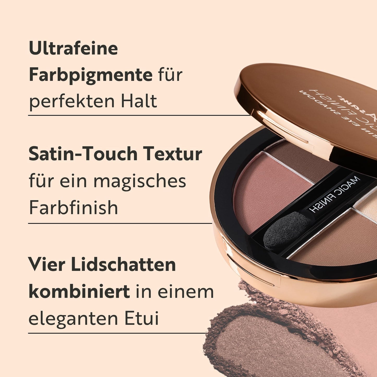 MAGIC FINISH Satin Eyeshadow – Hochpigmentierte Lidschatten-Palette mit 4 harmonierenden Lidschatten, 