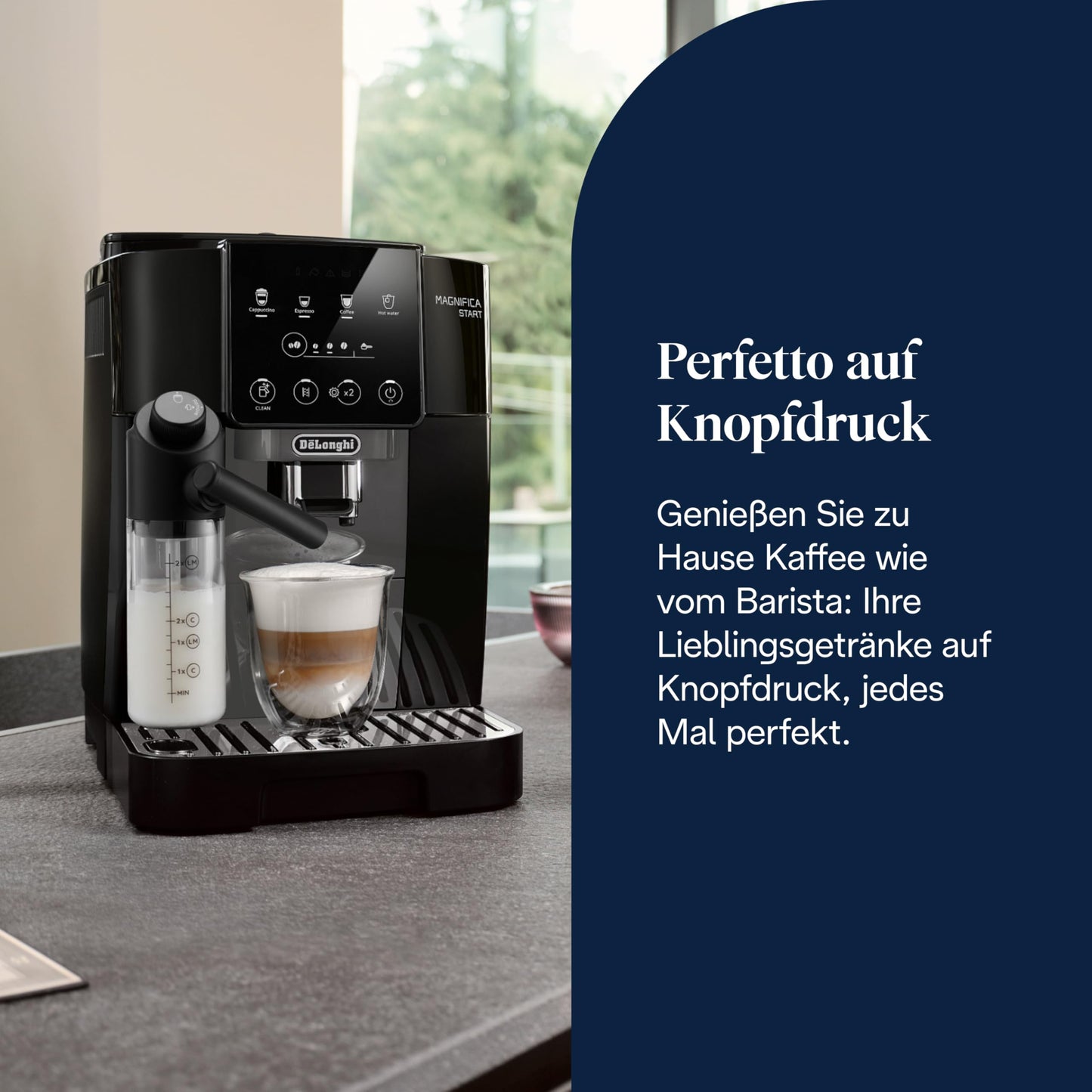 De'Longhi Magnifica Start - Perfetto Kaffeevollautomat mit LatteCrema-Milchaufschäumer, Cappuccino Kaffeemaschine 