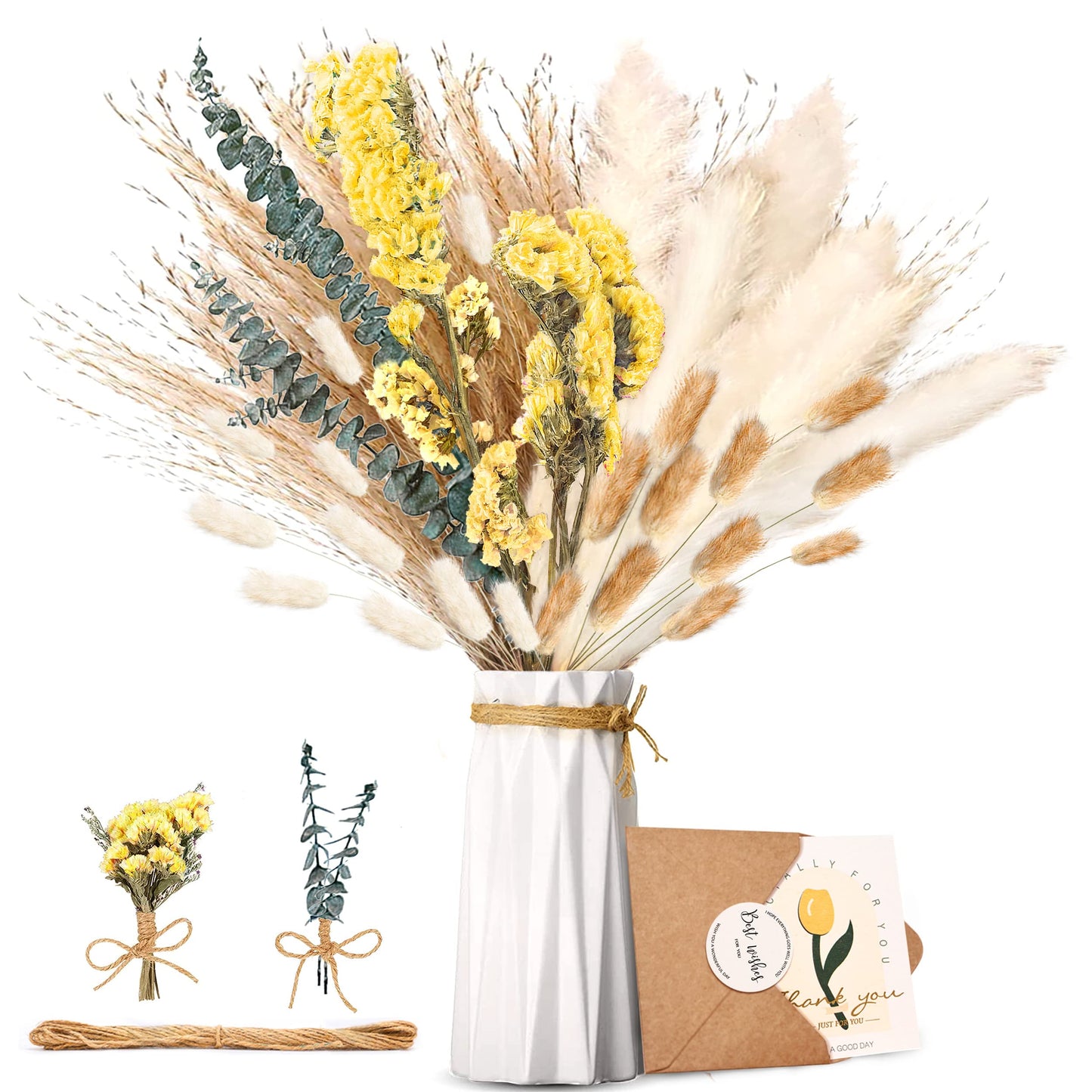 Pampasgras Getrocknet - Natürlich, Braun, Trockenblumen Strauß Dried Flowers, für Heim Decor 