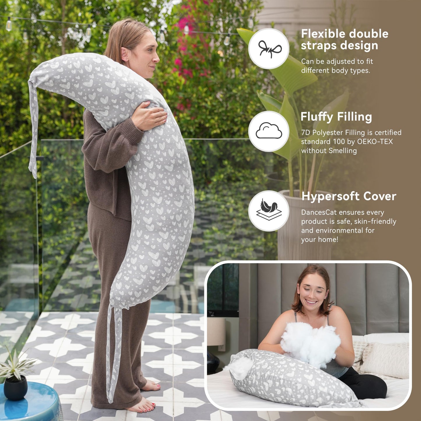 Stillkissen, vielseitiges Positionierungskissen in Übergröße, Schwangerschaftskissen für Babys und Erwachsene, Seitenschläferkissen mit waschbarem 