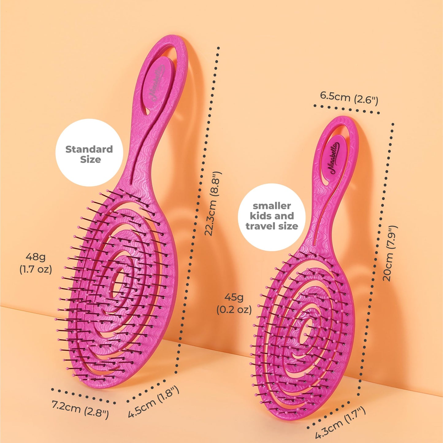 Ninabella Mini Haarbürste ohne Ziepen - Bürste für Reisen - Entwirrbürste für trockenes und nasses Haar - Detangler Bürste