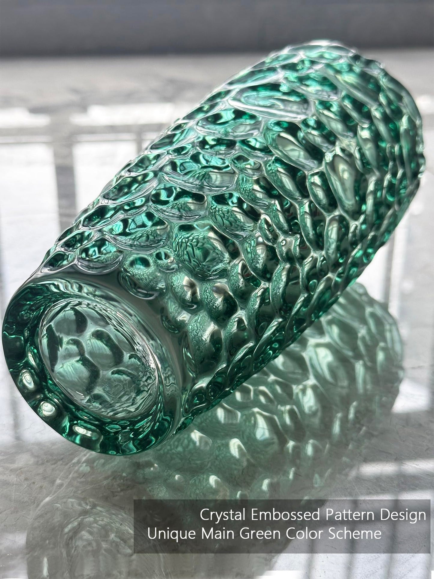 Blumenvase, große hohe Glasvase zur Dekoration, ästhetisch, große Glasvase mit gerippter Textur, modernes Wohnzimmer 