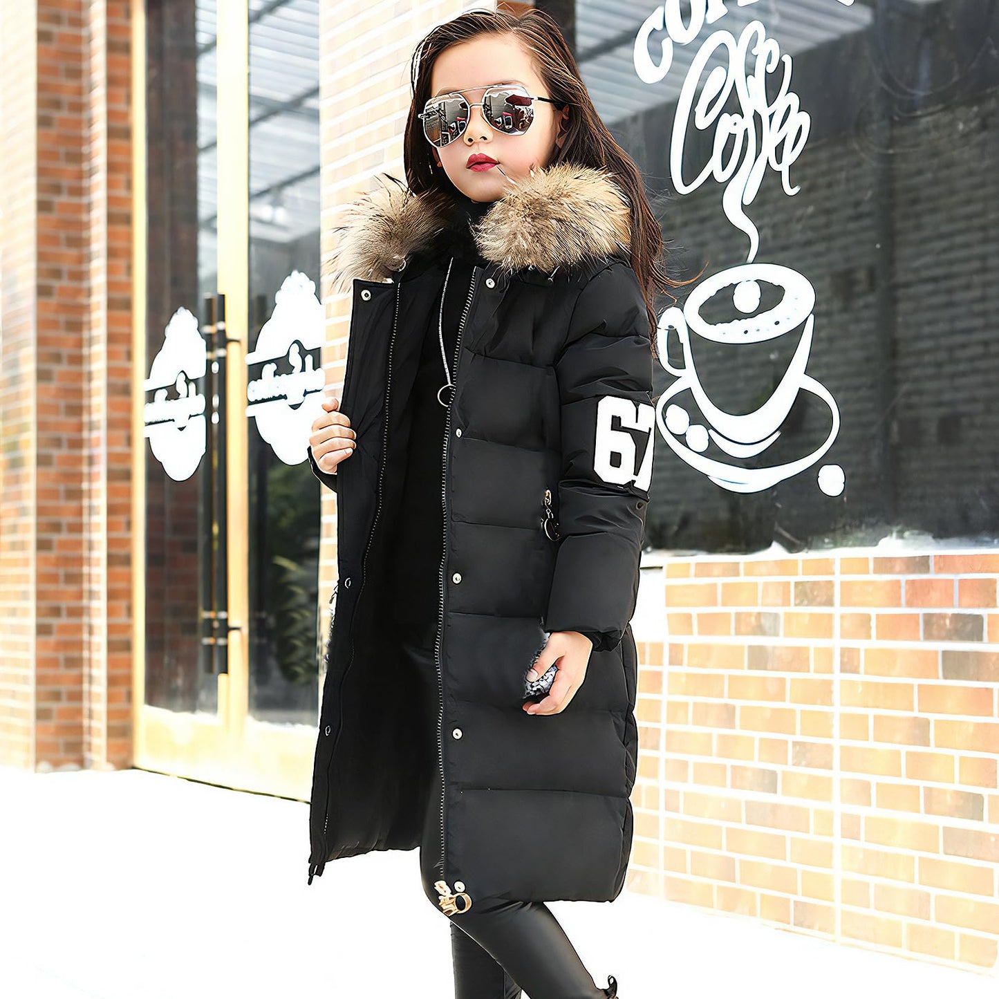 Winterjacke Mädchen Warme Länge, Wintermantel Kinder Dicke Outdoorjacke 