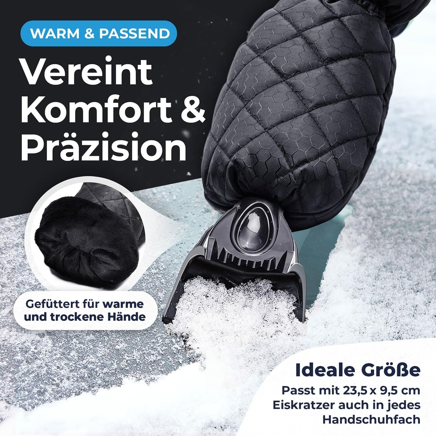 Eiskratzer Auto mit Handschuh TESTSIEGER 2025 „Eismonster“ Profi Scheibenkratzer Auto trifft auf den „Besten Eiskratzer Auto Handschuh 