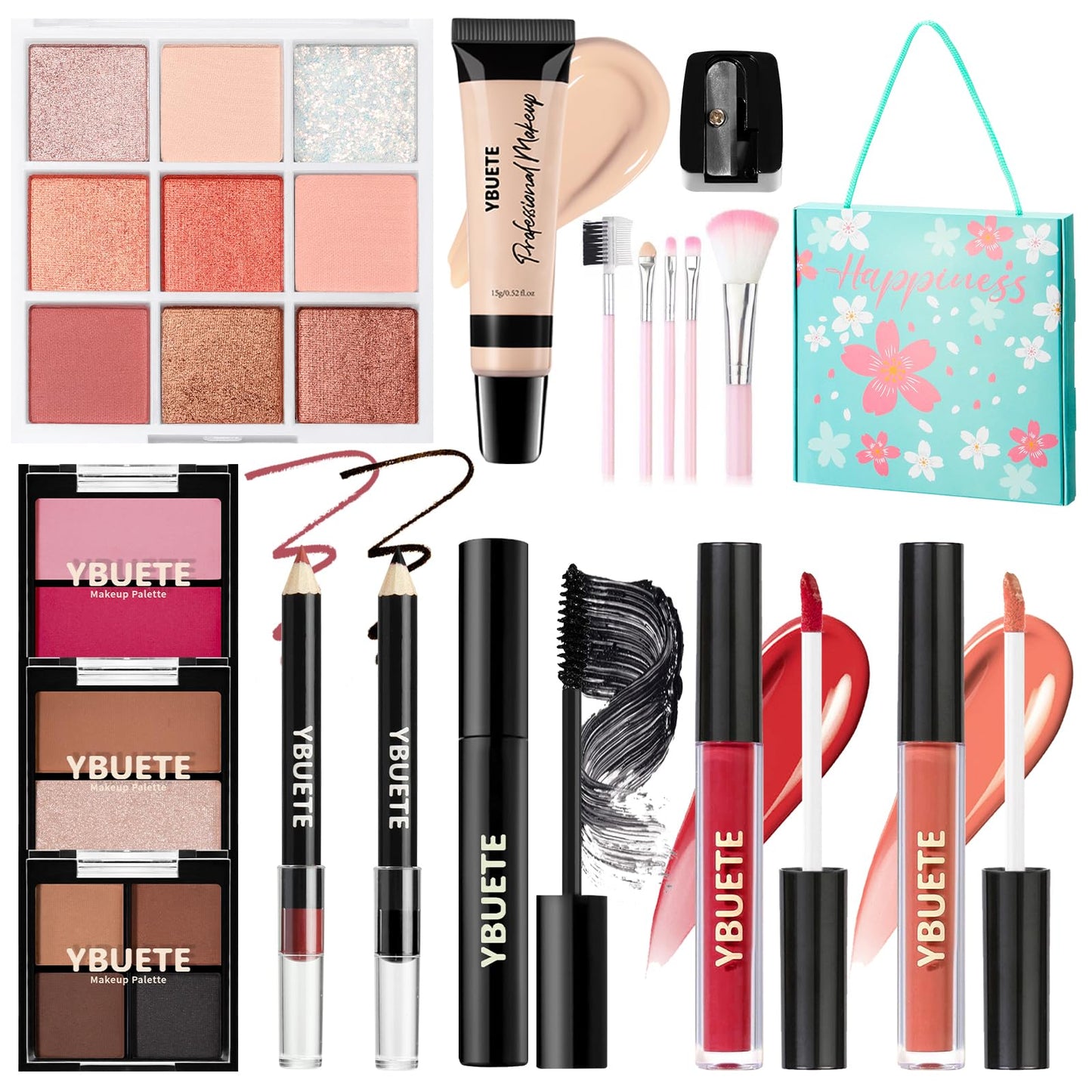 YBUETE Make-up Set für Teenager, Mädchen und Frauen - Tragbares Reise-Kosmetik-Set für Anfänger und Profis 