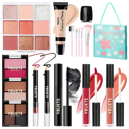 YBUETE Make-up Set für Teenager, Mädchen und Frauen - Tragbares Reise-Kosmetik-Set für Anfänger und Profis 