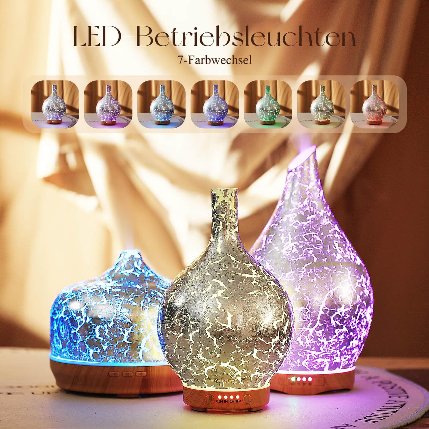 Aroma Diffuser Luftbefeuchter,150ml Luftbefeuchter Ultraschall Leise 7 farbwechselnde LEDs 