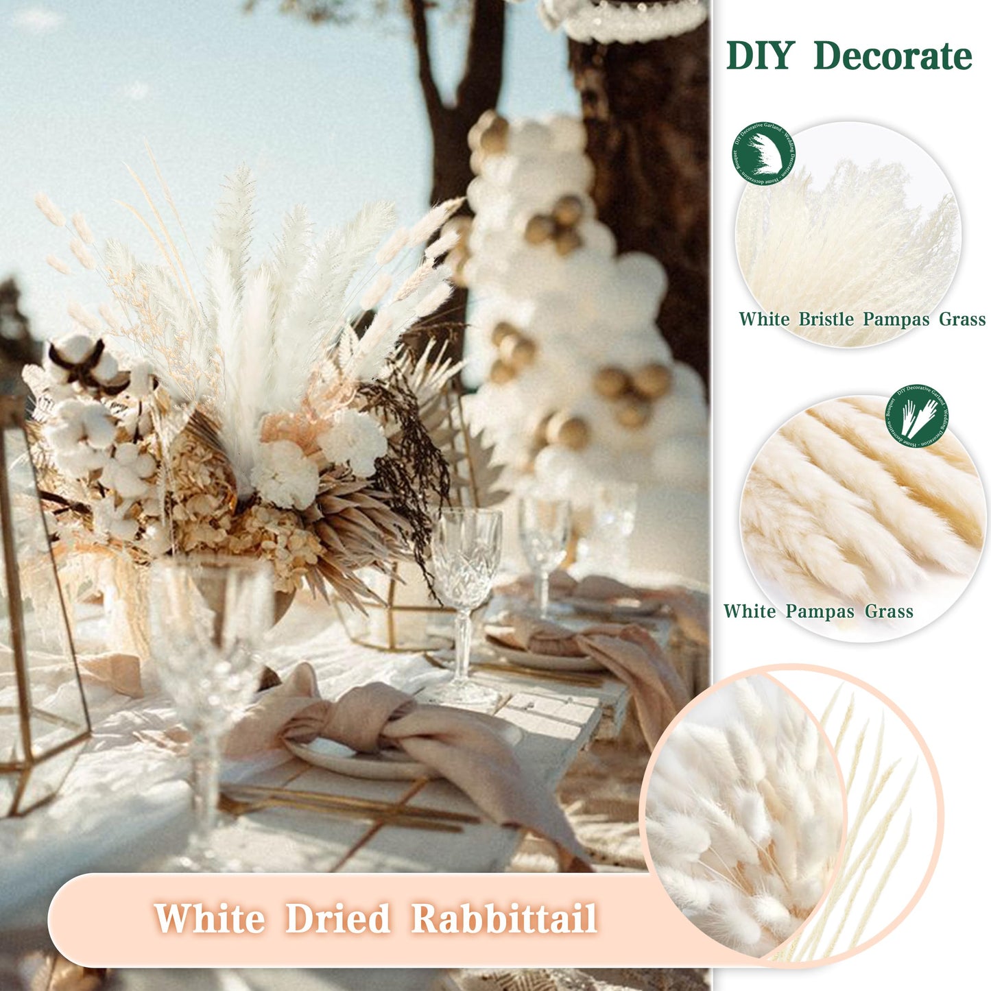 Pampasgras Getrocknet - Natürlich, Braun, Trockenblumen Strauß Dried Flowers, für Heim Decor 