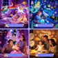 Sternenhimmel Projektor Kinder mit 15 Film, Nachtlicht Baby,Bluetooth,LED Projektor 