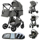 YAZOCO kinderwagen 3 in 1 Buggy Babybett Komplett Set Einem Klick Zusammenklappbarer Kinderwagen, KombiKinderwagen Aluminiumrahmen für Neugeborene 