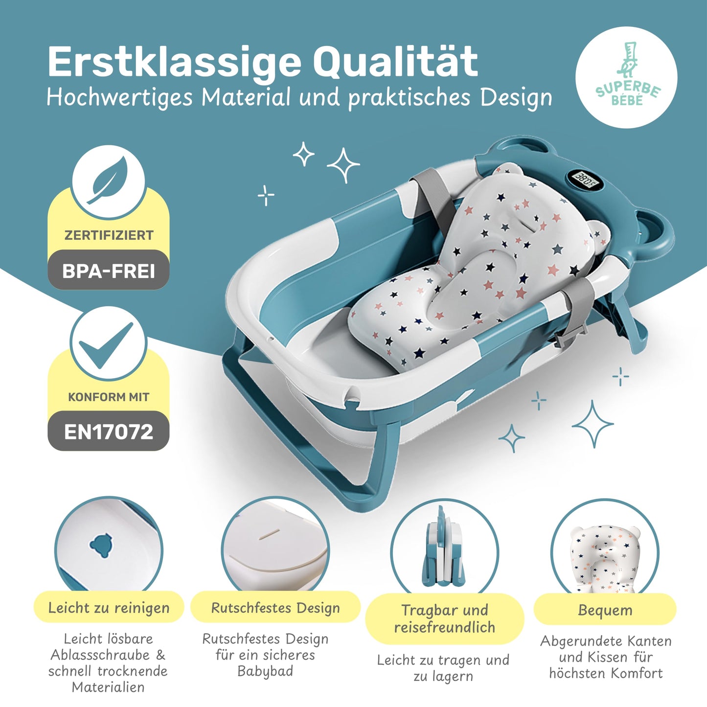 Faltbar Baby Badewanne Mit Rutschfestem Badewannensitz