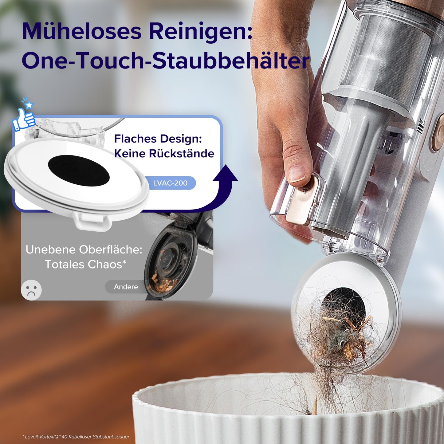 Akku Staubsauger -Levoit - Laufzeit für 75㎡ -4-in-1 Vacuum Cleaner - 99,9 Prozent Filterleistung