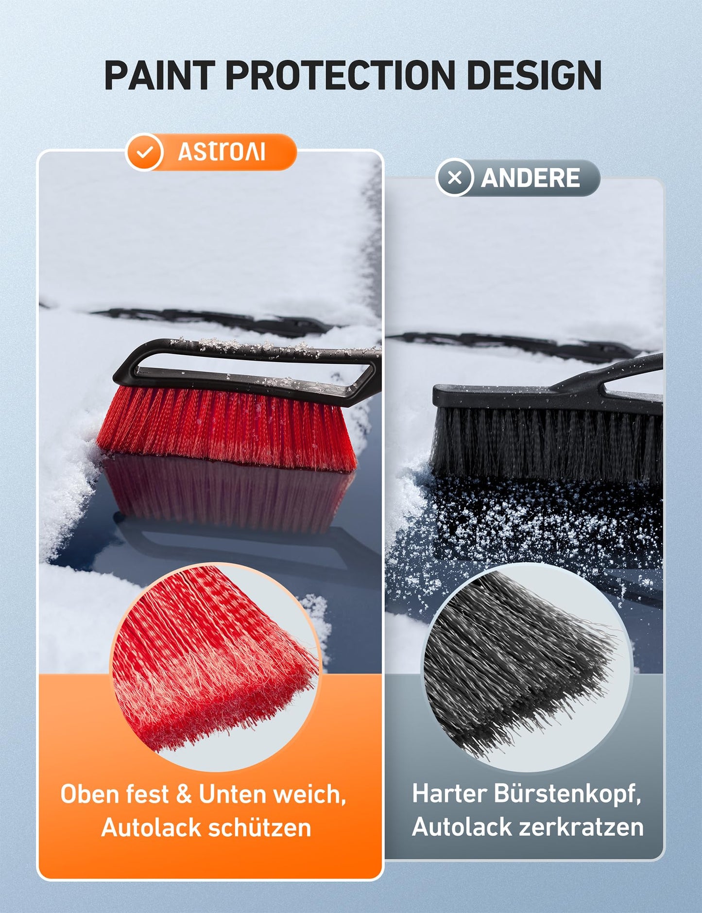 Eiskratzer, Auto-Eiskratzer, Schneebürste, abnehmbarer, ergonomischer Schaumstoffgriff für Pkw, Lkw und SUVs 