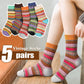 Airabc 5 Paar Damen-Thermosocken, warme Wintersocken, farbenfroh, kuschelig und atmungsaktiv 