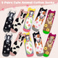 Chalier Cozy 5 Paar Damen Socken Hunde Katzen Motiven, Baumwolle