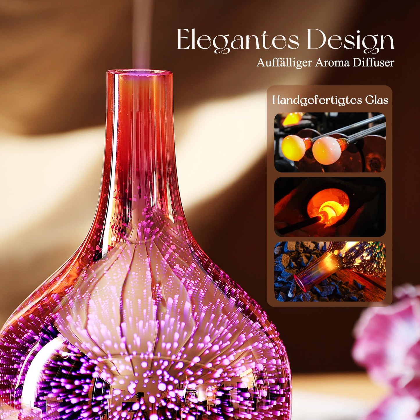 Aroma Diffuser Luftbefeuchter,150ml Luftbefeuchter Ultraschall Leise 7 farbwechselnde LEDs 