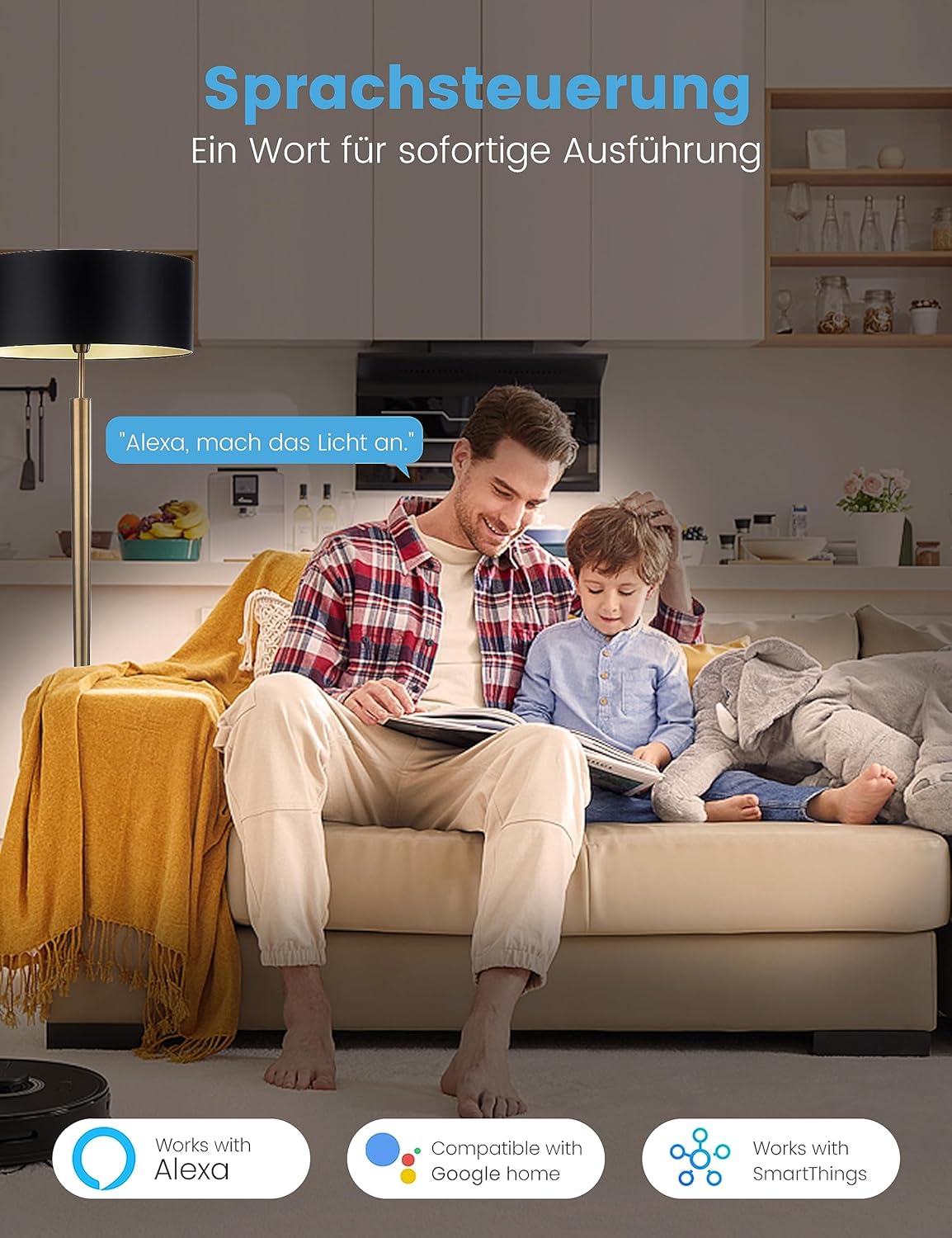 WLAN Smart Steckdose 2,4 GHz &amp; 5 GHz, Smart Home WiFi Steckdose kompatibel mit Alexa/Google Home/SmartThings, Stromverbrauchsmessung 