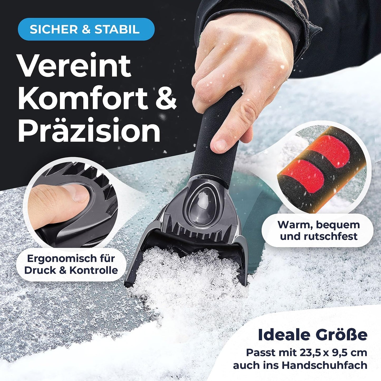 Eiskratzer Auto TESTSIEGER 2025 Ergonomischer Profi Scheibenkratzer Auto schnell &amp; stark 
