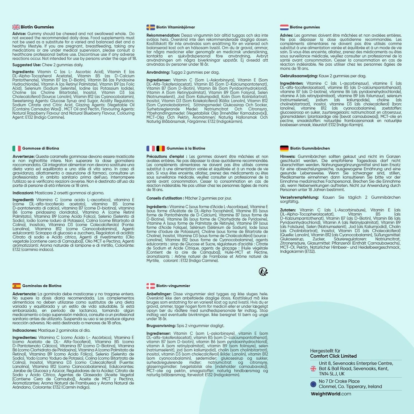 Biotin-Gummibärchen für Haut, Haare und Nägel – mit 5000 µg Biotin, Folsäure, Selen, Jod, Vitamin A, B12 und E – vegetarisch und ohne Gelatine – 120 Haargummibärchen 