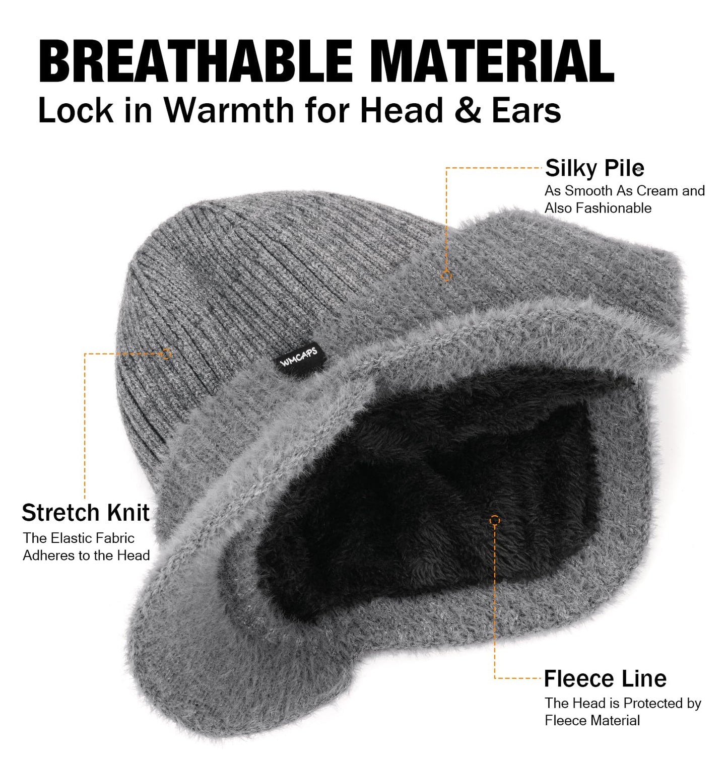 Wmcaps Wintermütze mit Schirm und Ohrenklappen für Herren, dick gefütterte Stirnklappenmütze mit Fleece-Futter, winddichte Kälteschutzmütze für Outdoor-Aktivitäten 