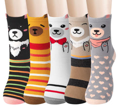 Chalier Cozy 5 Paar Damen Socken Hunde Katzen Motive, Baumwolle 