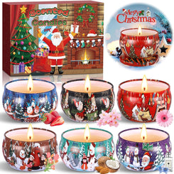 Duftkerzen als Geschenk für Frauen, weihnachtliche Duftkerzen, 6er-Packung mit natürlichen Sojawachs-Aromakerzen 