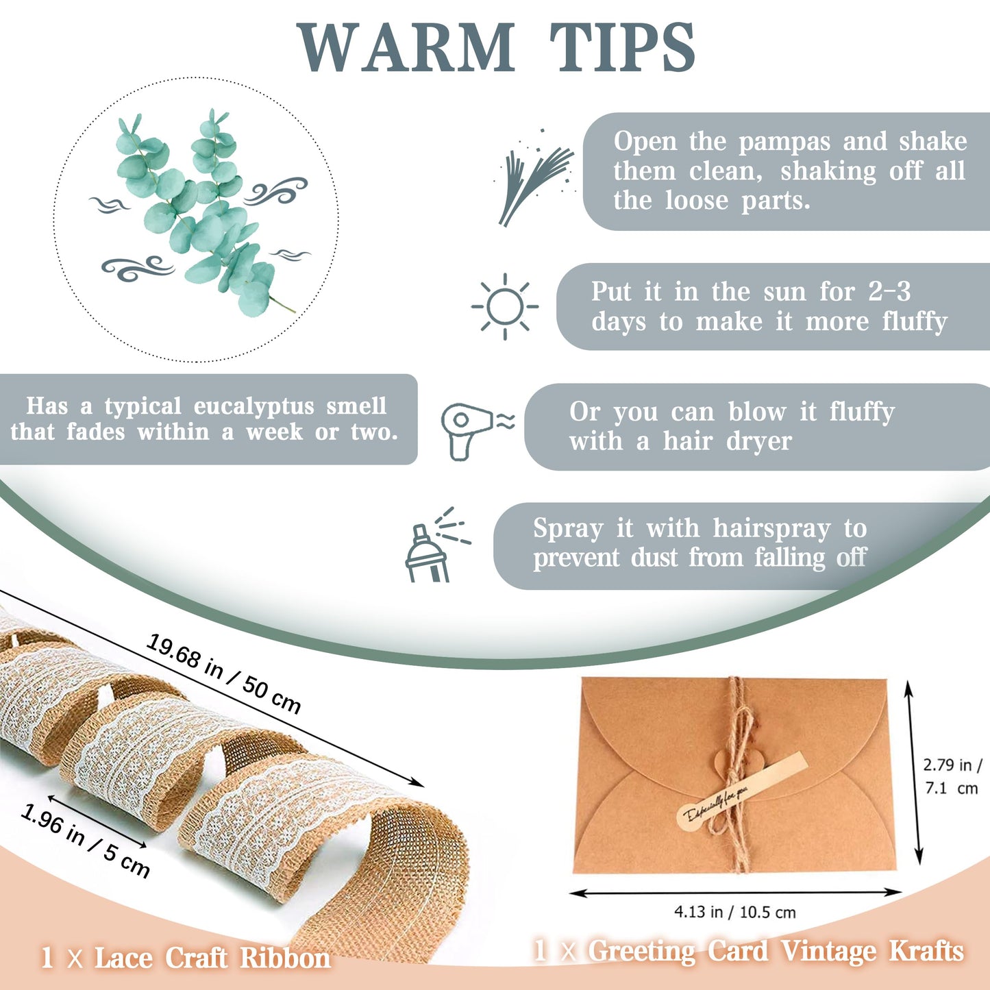 Pampasgras Getrocknet - Natürlich, Braun, Trockenblumen Strauß Dried Flowers, für Heim Decor 