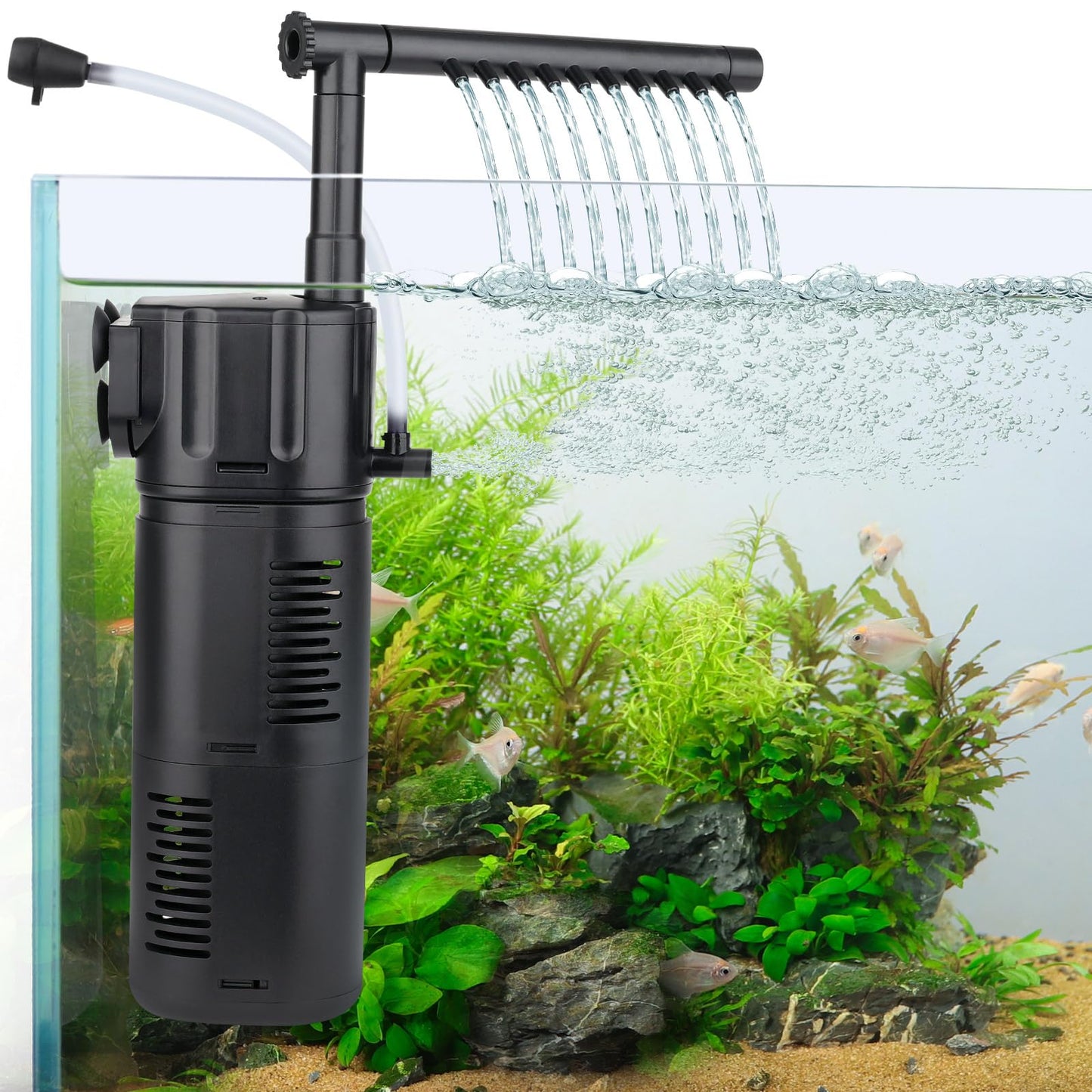 Aquarienfilter Aquarium Schwammfilter Einstellbarer Aquarium Innenfilter 300L/H 