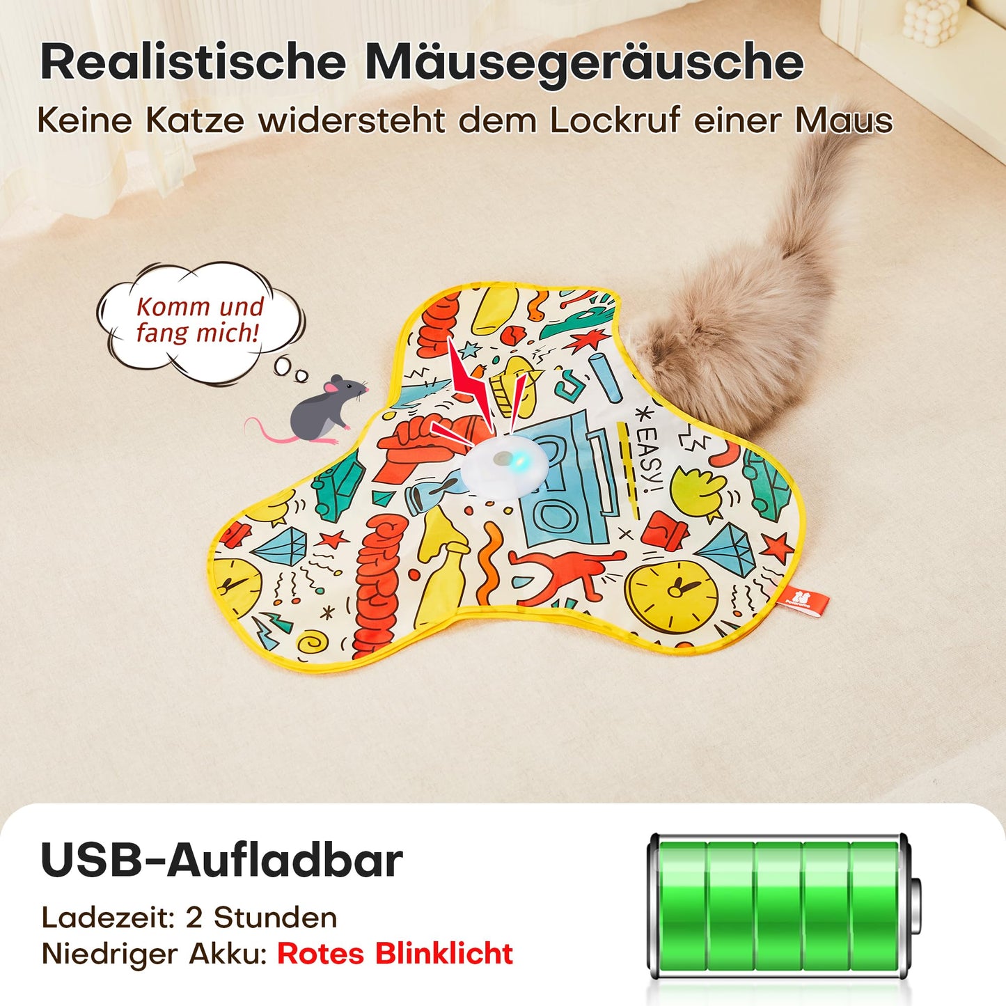 Potaroma Interaktives Katzenspielzeug mit Federautomatik - Deals Bewegungsspielzeug für aktive Wohnungskatzen 