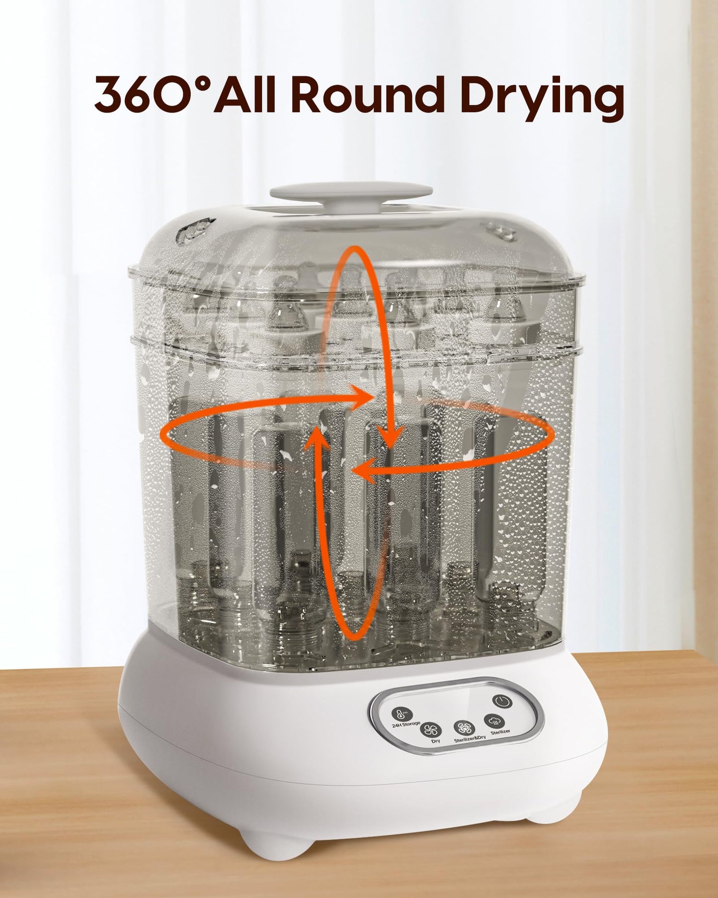 Babyflaschen-Sterilisator und Trockner, elektrischer Dampfsterilisator, größere Kapazität für 9 Flaschen 