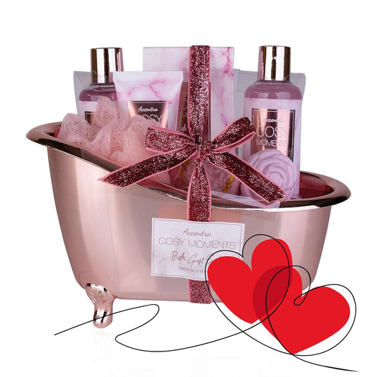 Accentra - COSY MOMENTS Bade- &amp; Duschset in Rosé - Geschenk Set zur Entspannung für Frauen zum Geburtstag 
