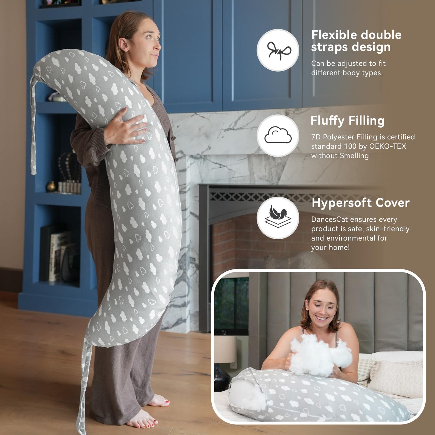 Stillkissen, vielseitiges Positionierungskissen in Übergröße, Schwangerschaftskissen für Babys und Erwachsene, Seitenschläferkissen mit waschbarem 