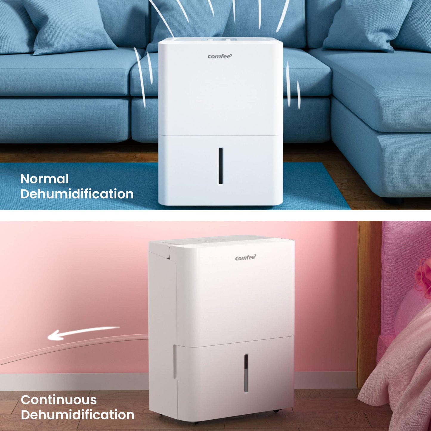 Luftentfeuchter, Entfeuchter 10 l/24 h, Raumgröße ca. 50 m³ (20 m²), LED-Anzeige 