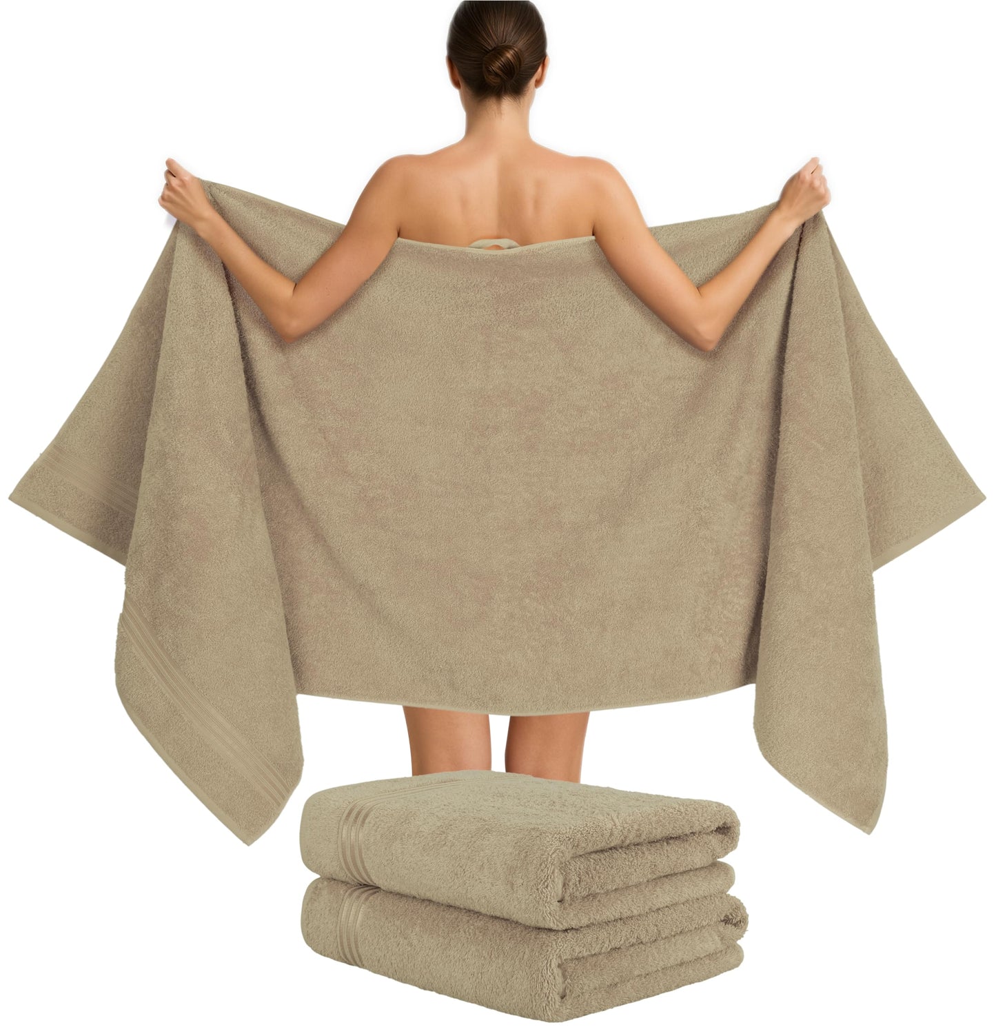 6-teiliges Handtuchset, 100 % Baumwolle, weich, saugfähig, hochwertiges Handtuchset, 2 Badetücher (70 x 140 cm), 4 Handtücher (50 x 100 cm), Weiß 