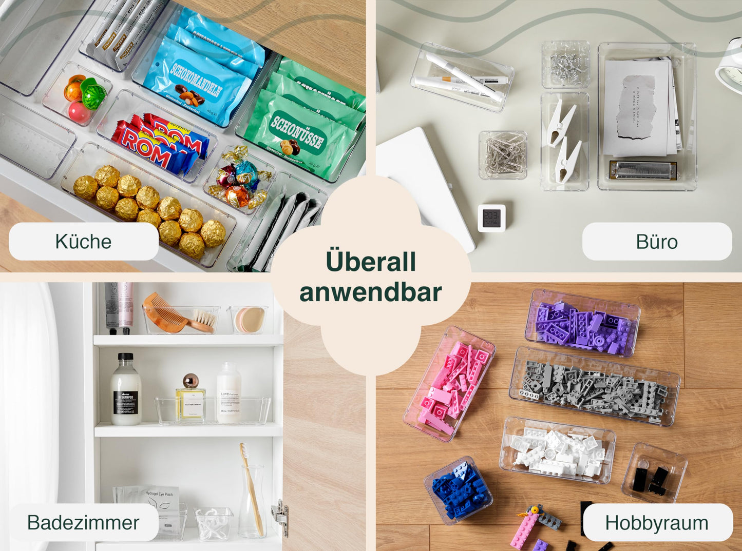 Uandu Schubladenorganizer, 25er-Set, Schreibtischorganizer 