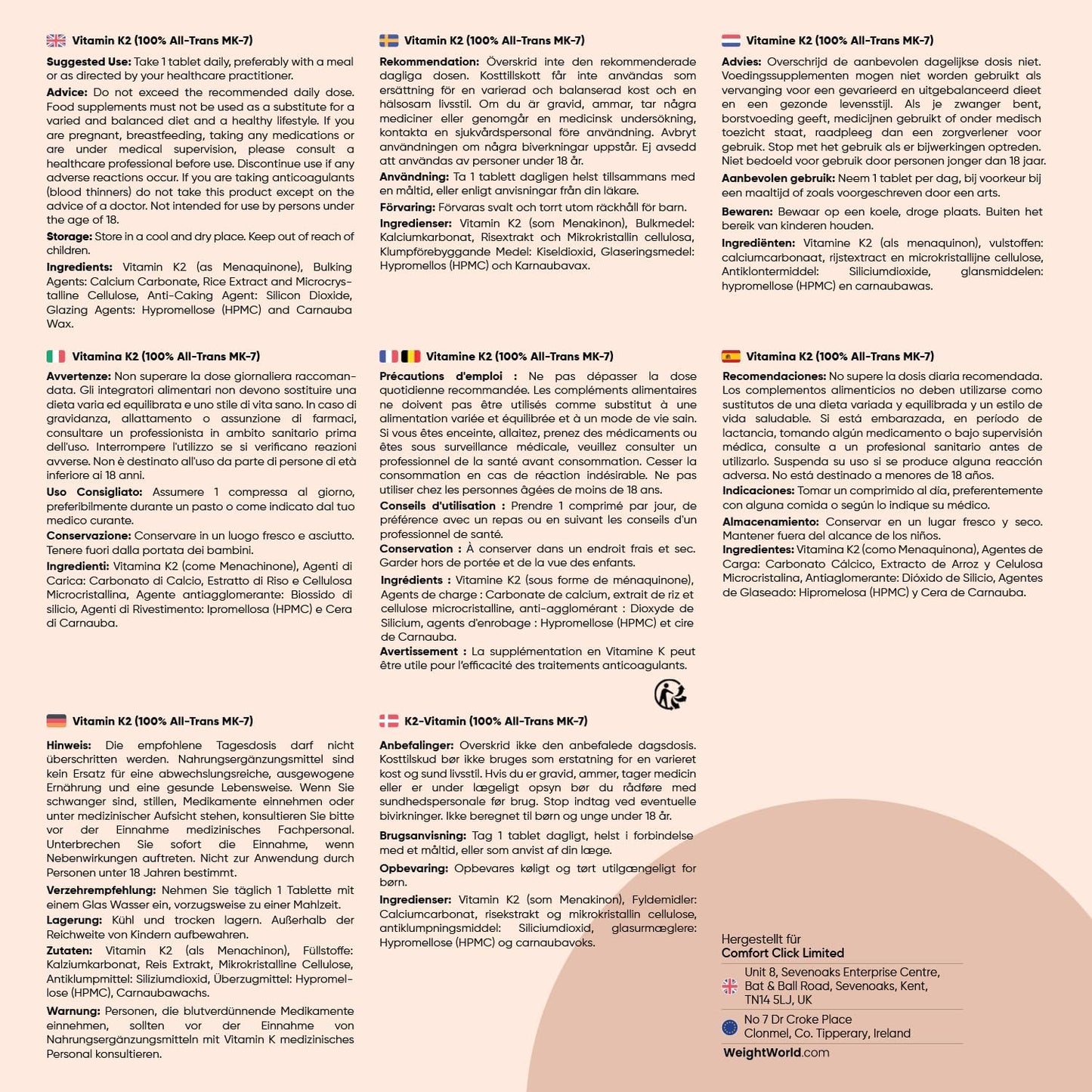 Vitamin K2 MK7-365 Vegane Tabletten – 200 µg pro Dosis – 100 % All-trans-Menachinon – Jahresvorrat 