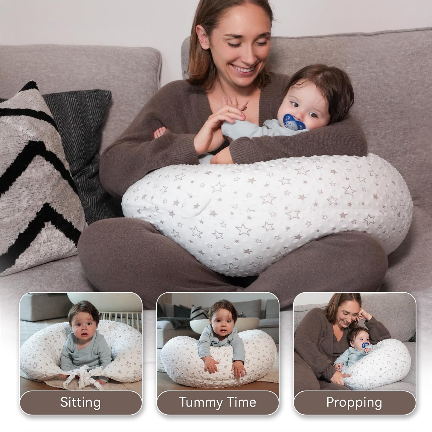 Stillkissen, vielseitiges Positionierungskissen in Übergröße, Schwangerschaftskissen für Babys und Erwachsene, Seitenschläferkissen mit waschbarem 
