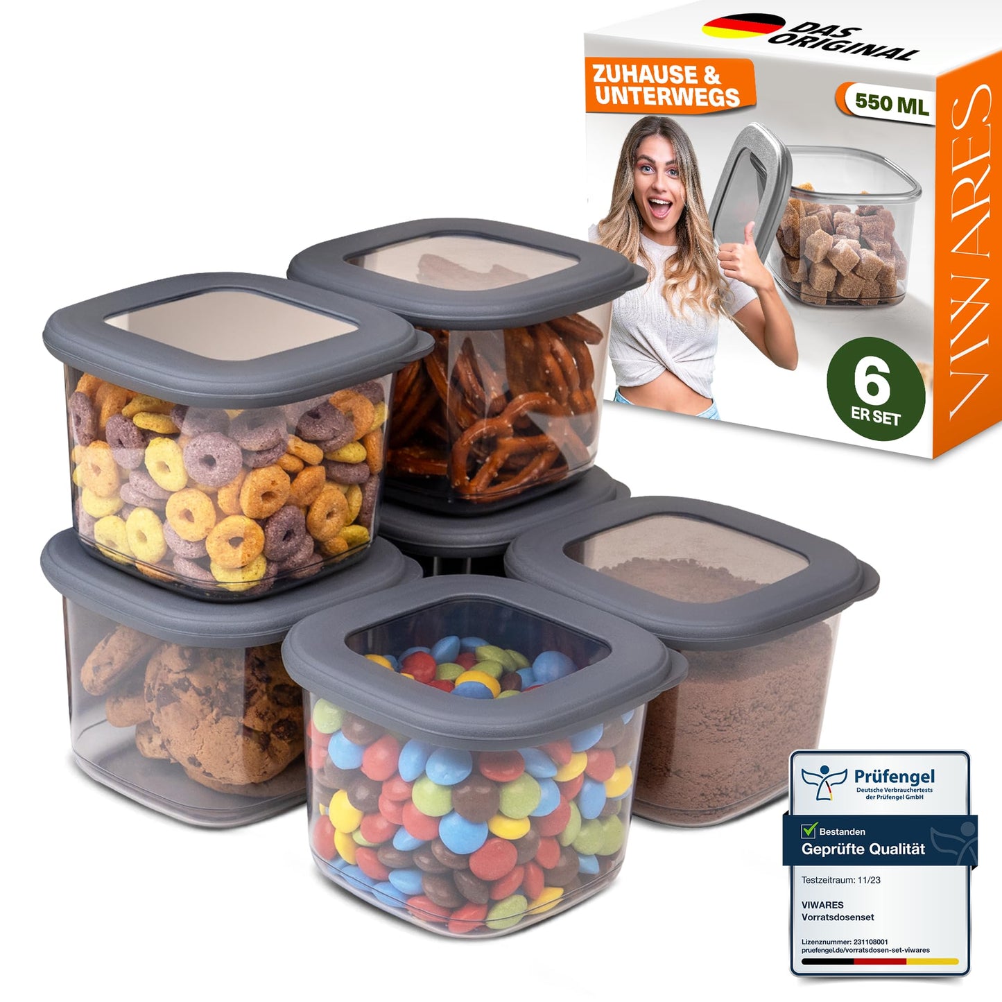 Lebensmittelaufbewahrungsbehälter, Vorratsdosen mit luftdichtem Deckel, praktischer Organizer für die Küche 