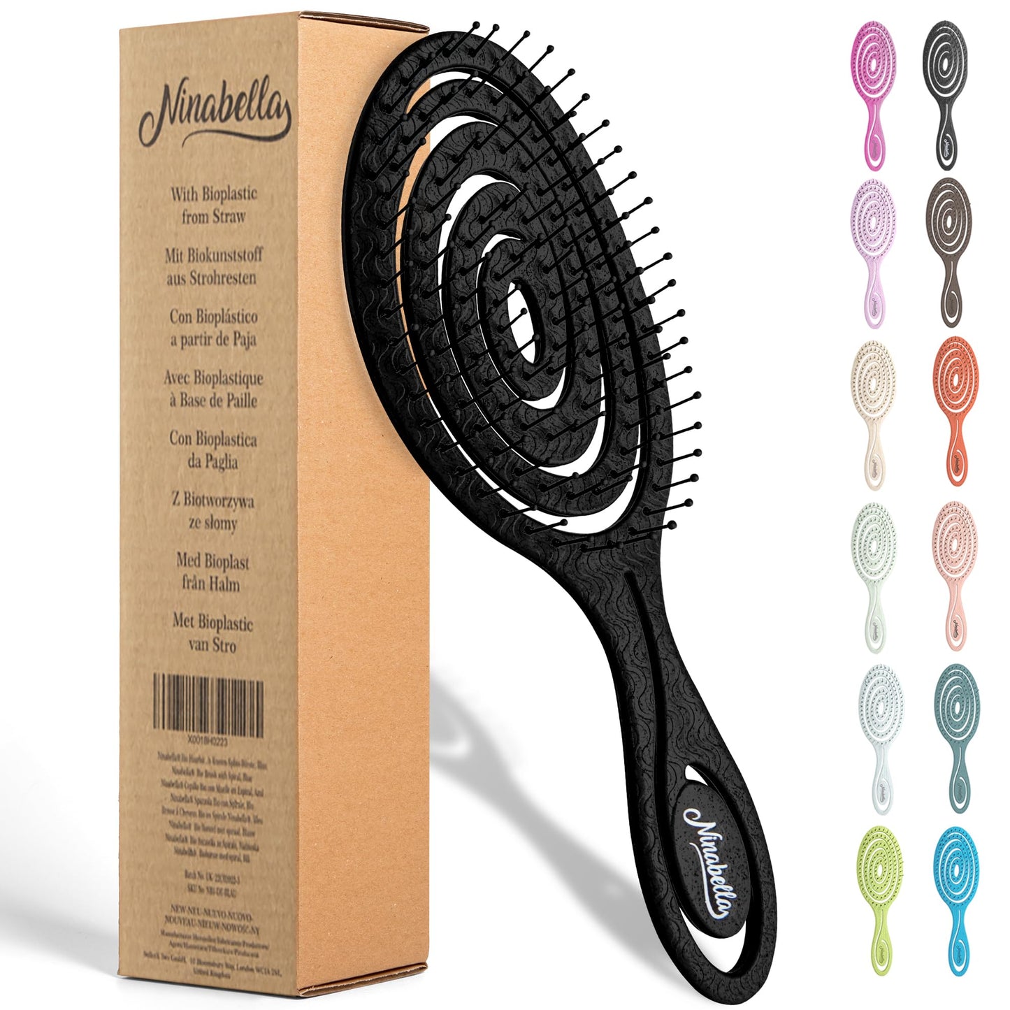 Ninabella Mini Haarbürste ohne Ziepen - Bürste für Reisen - Entwirrbürste für trockenes und nasses Haar - Detangler Bürste