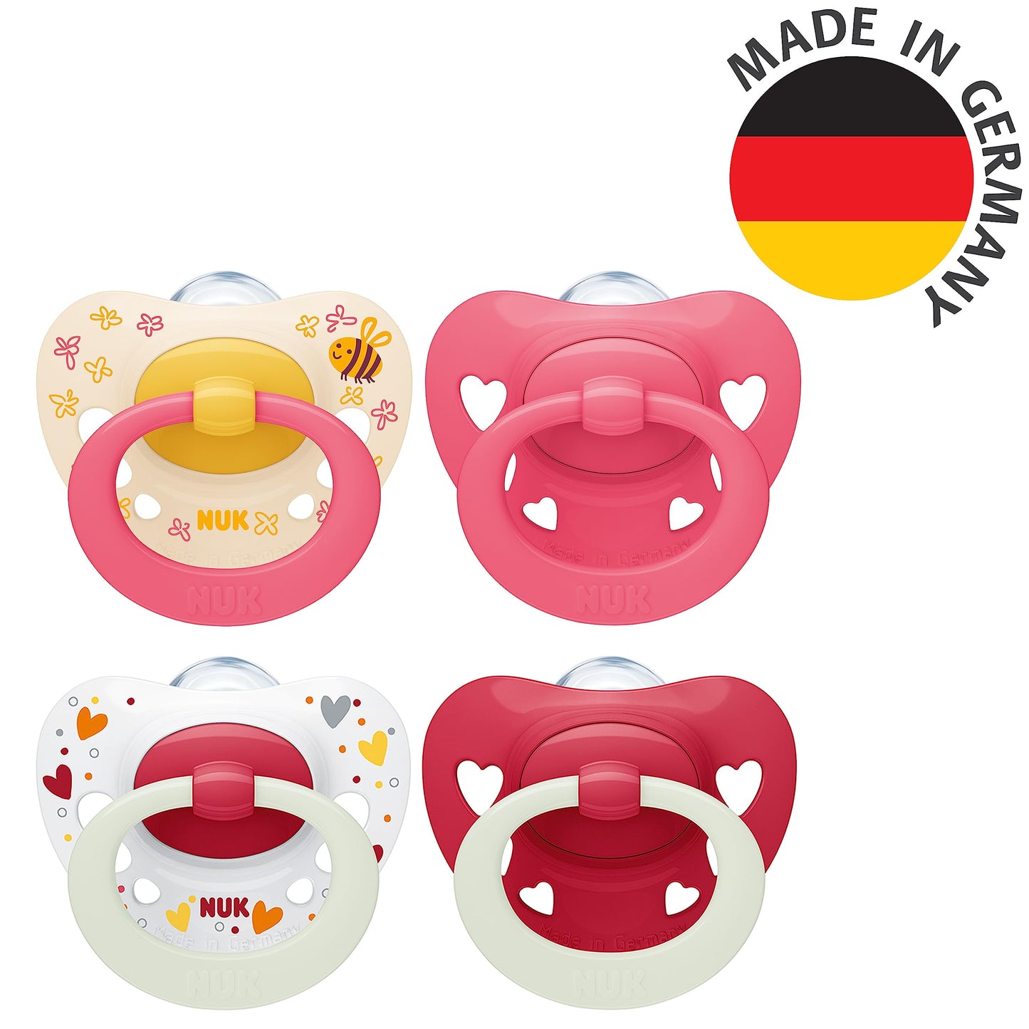 NUK Signature Day &amp; Night Babyschnuller | 0-6 Monate | Leuchtet im Dunkeln | Sterne | 4 Stück 