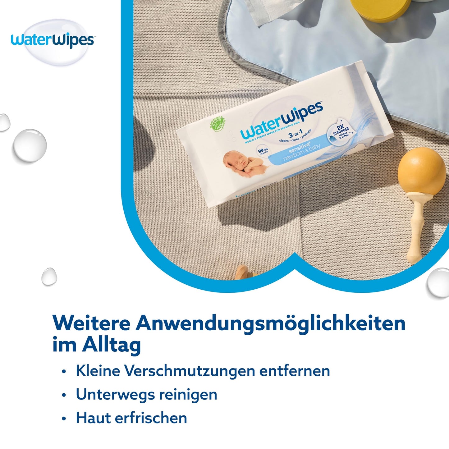 WaterWipes Plastic-Free Original Baby Wipes, 99.9% Water-Based Cleaning Wipes, Unscented for Sensitive Skin