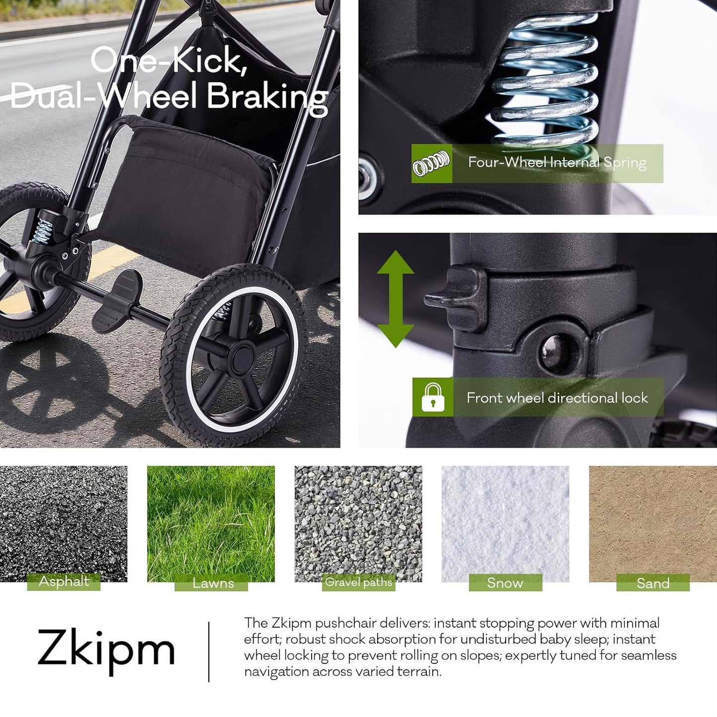 3-in-1 Kinderwagen-Set mit Sitz und faltbarem Babybett, verstellbare Liegeposition, bis 15 kg, 0-3 Jahre 