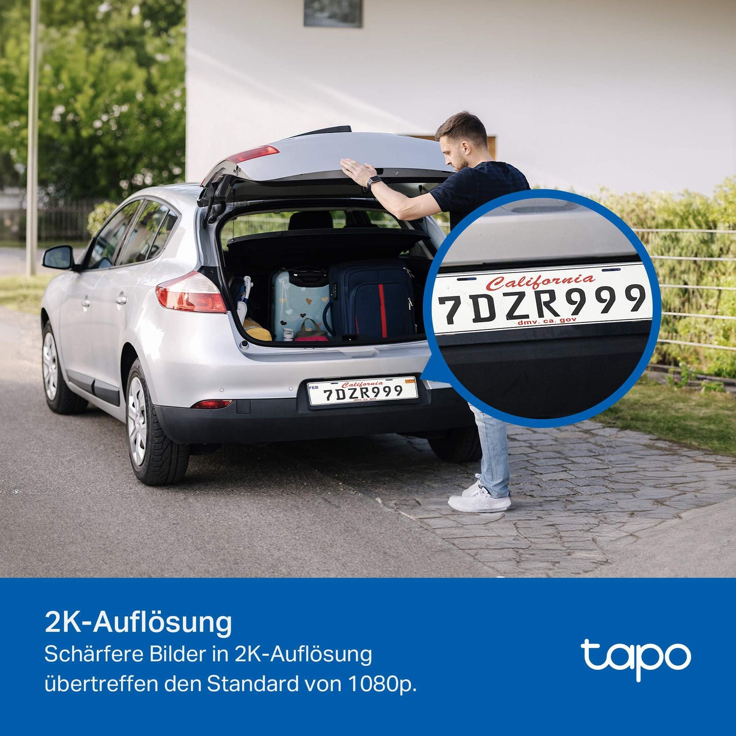 WLAN-Überwachungskamera Außen, 360° Sichtbereich, 1080p Auflösung, Bewegungserkennung, Nachtsicht bis zu 30 m 