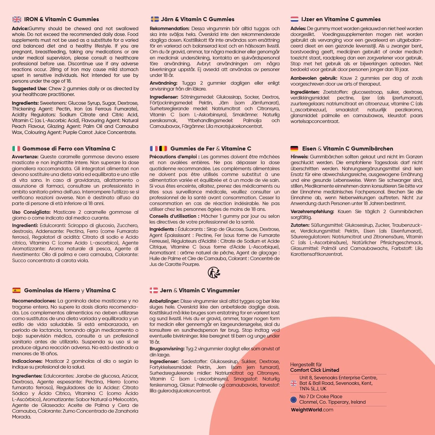 Eisen- und Vitamin-C-Gummibärchen – 2-Monats-Vorrat – 28 mg Eisen &amp; 10 mg Vitamin C – 120 Gummibärchen – Eisen und Vitamin C tragen zu einem normalen Energiestoffwechsel bei (EFSA) – Alternative zu Eisentabletten 