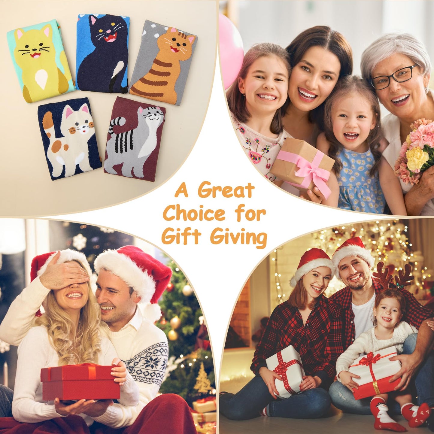 Chalier Cozy 5 Paar Damen Socken Hunde Katzen Motiven, Baumwolle