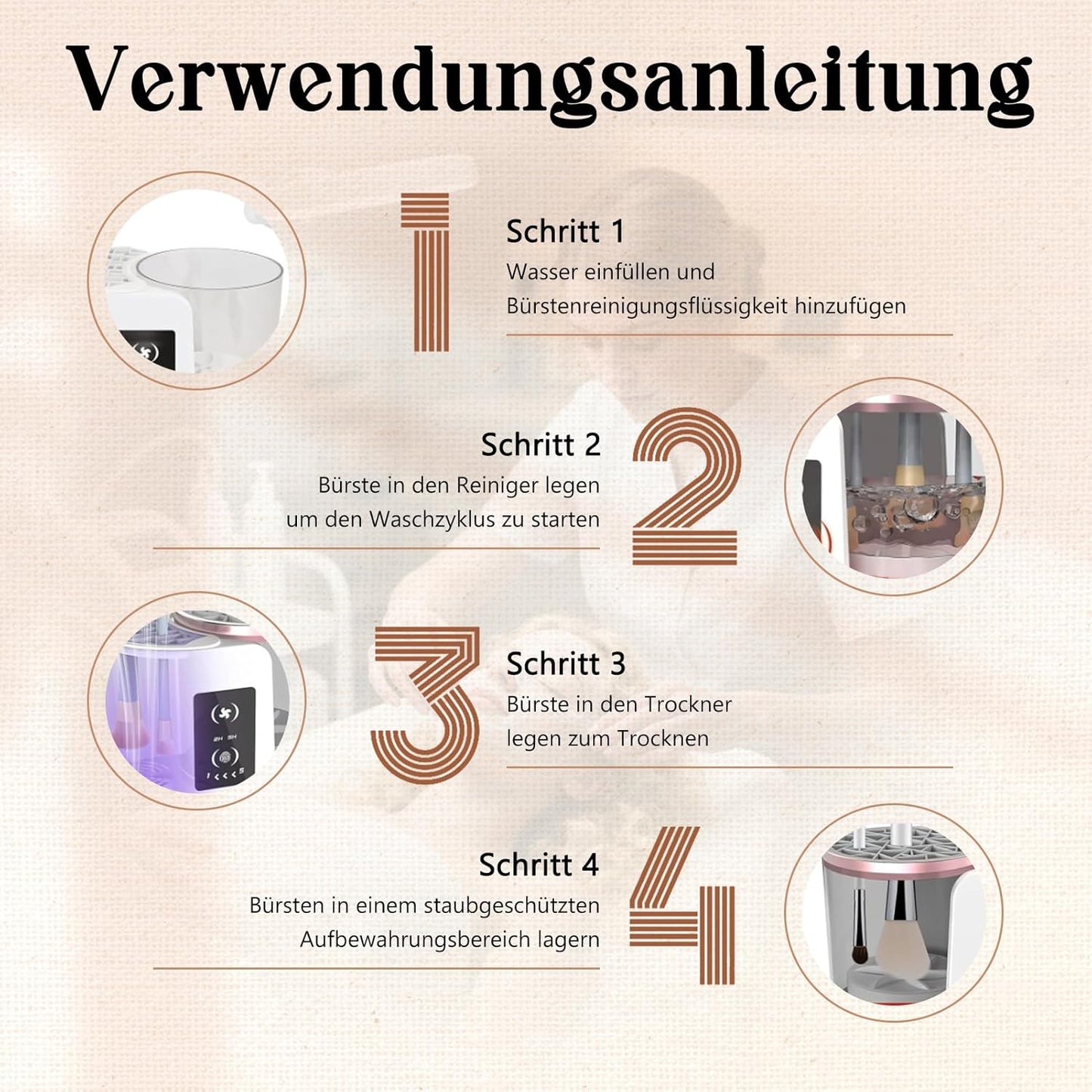 Electric Makeup Brush Cleaner Machine Automatic 3-in-1 - Includes Drying Station & Hygienic Care